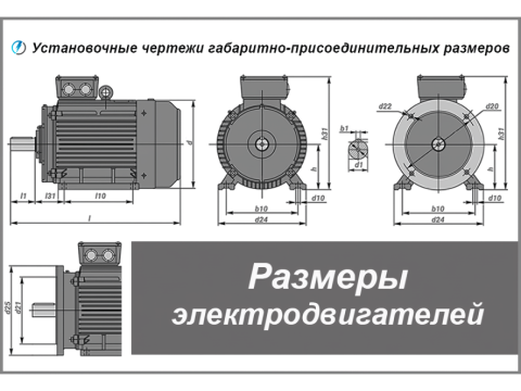 Габаритні розміри електродвигунів АІР